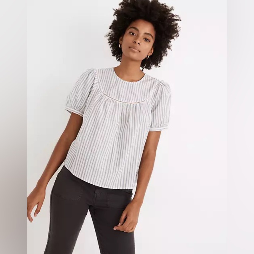 Madewell Yoked Puff Sleeve in Stripe